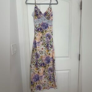 ASTR the Label Women's Ivanna Floral Lace-Trim Sweetheart Maxi Dress